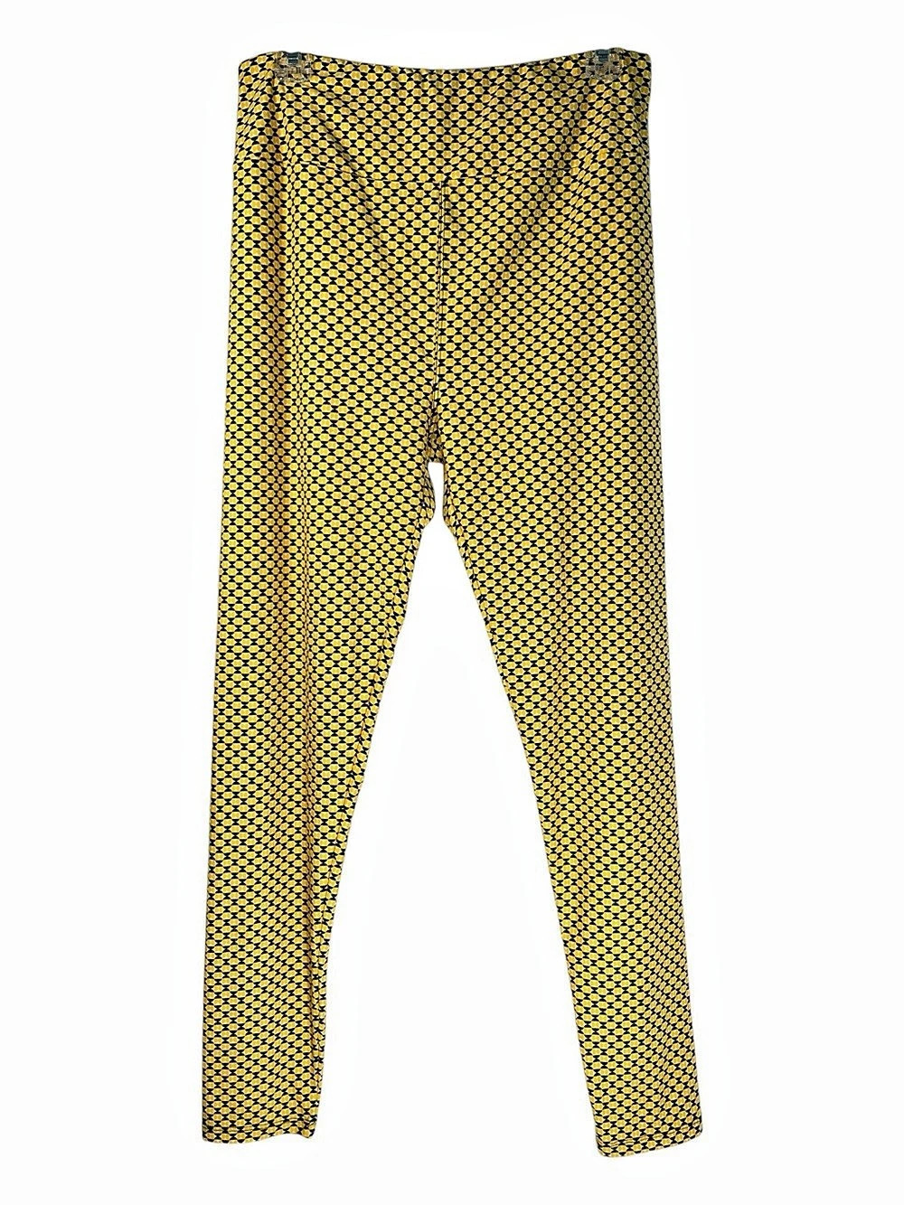 LuLaRoe Tall & Curvy Leggings Yellow & Black Geometric Print Size Medium